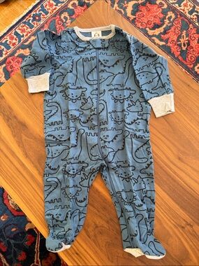 Blue Dinosaur Print Gerber Baby One-Piece Footed Pajamas 3-6 Months